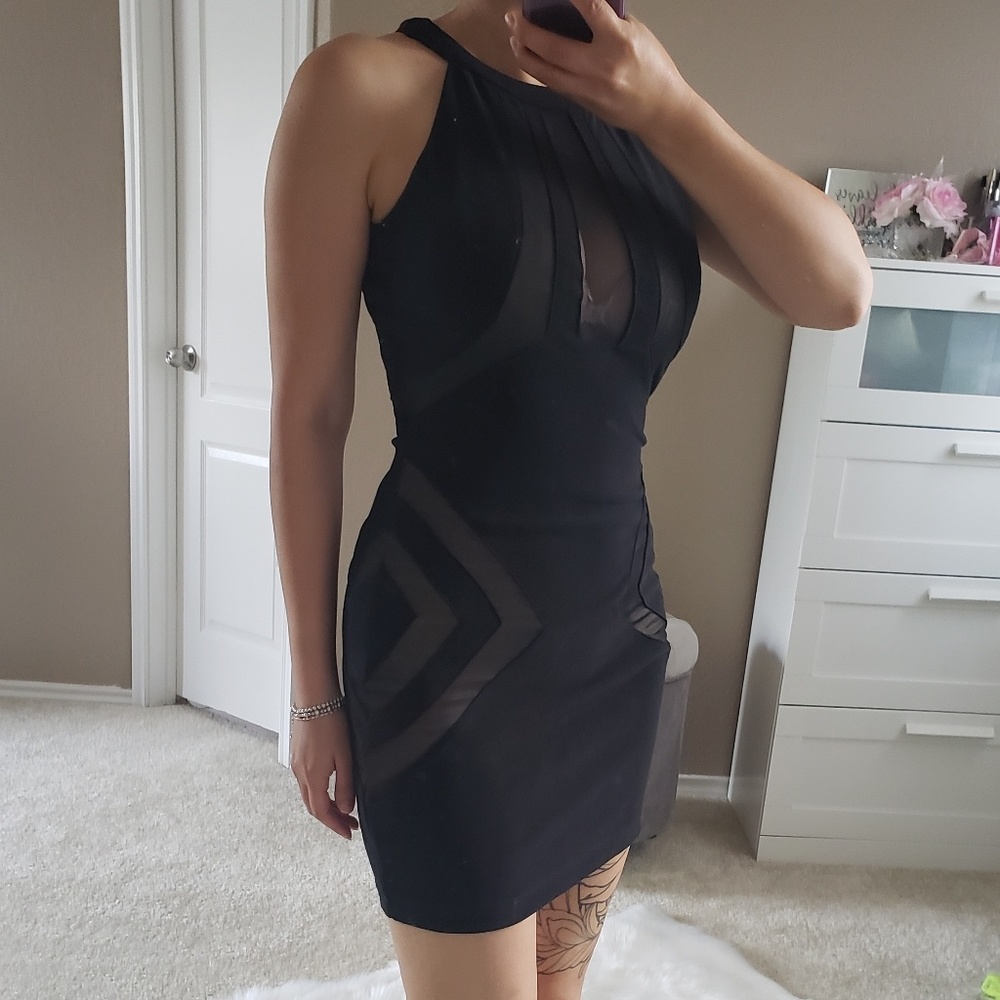 Black dress with mesh